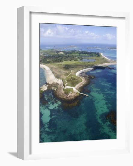 Aerial Shot of Tresco, Isles of Scilly, Cornwall, United Kingdom, Europe-Robert Harding-Framed Photographic Print