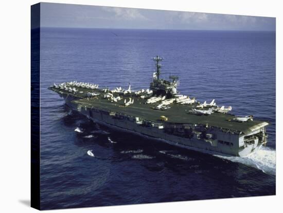 Aerial Side View of Aircraft Carrier USS Independence-null-Stretched Canvas