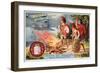 Aerial Telegraph: Ancient Greek Soldiers Tending a Signal Fire, C1900-null-Framed Giclee Print