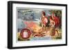 Aerial Telegraph: Ancient Greek Soldiers Tending a Signal Fire, C1900-null-Framed Giclee Print