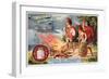 Aerial Telegraph: Ancient Greek Soldiers Tending a Signal Fire, C1900-null-Framed Giclee Print