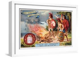 Aerial Telegraph: Ancient Greek Soldiers Tending a Signal Fire, C1900-null-Framed Giclee Print