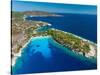 Aerial view, Alyki beach, Thassos Island, Greek Islands, Greece, Europe-Sakis Papadopoulos-Stretched Canvas