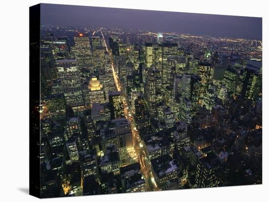 Aerial View at Night of the City Lights Taken from the Empire State Building, New York, USA-Nigel Francis-Stretched Canvas