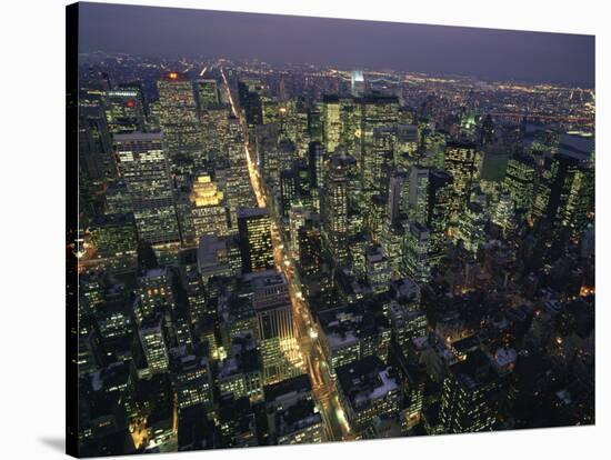 Aerial View at Night of the City Lights Taken from the Empire State Building, New York, USA-Nigel Francis-Stretched Canvas