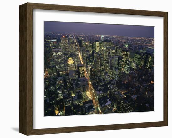 Aerial View at Night of the City Lights Taken from the Empire State Building, New York, USA-Nigel Francis-Framed Photographic Print