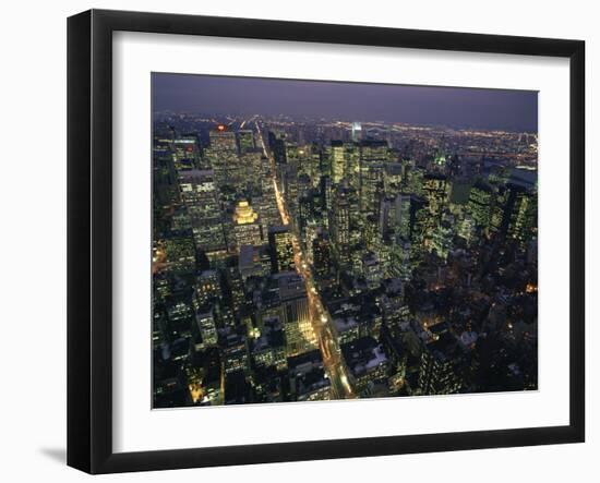 Aerial View at Night of the City Lights Taken from the Empire State Building, New York, USA-Nigel Francis-Framed Photographic Print