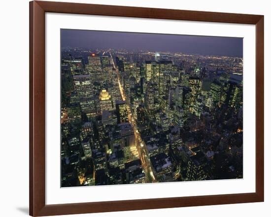 Aerial View at Night of the City Lights Taken from the Empire State Building, New York, USA-Nigel Francis-Framed Photographic Print