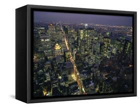 Aerial View at Night of the City Lights Taken from the Empire State Building, New York, USA-Nigel Francis-Framed Stretched Canvas