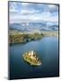 Aerial view by drone of Bled Island with the Church of the Assumption at dawn, Slovenia-Ben Pipe-Mounted Photographic Print