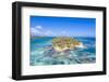 Aerial view by drone of coral reef in the turquoise water of Caribbean Sea, Antilles-Roberto Moiola-Framed Photographic Print