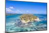 Aerial view by drone of coral reef in the turquoise water of Caribbean Sea, Antilles-Roberto Moiola-Mounted Photographic Print