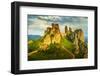 Aerial view by drone of Kaleto Rock Fortress rock formations, Belogradchik, Bulgaria-Christian Kober-Framed Photographic Print