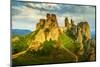 Aerial view by drone of Kaleto Rock Fortress rock formations, Belogradchik, Bulgaria-Christian Kober-Mounted Photographic Print