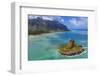 Aerial view by drone of Kaneohe Bay and Mokolii island (Chinaman's Hat), Oahu Island, Hawaii, USA-Christian Kober-Framed Photographic Print