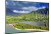 Aerial view by drone of Kaneohe Bay, Oahu Island, Hawaii, USA-Christian Kober-Mounted Photographic Print