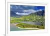 Aerial view by drone of Kaneohe Bay, Oahu Island, Hawaii, USA-Christian Kober-Framed Photographic Print