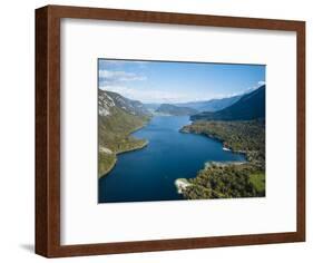 Aerial view by drone of Lake Bohinj, Triglav National Park, Upper Carniola, Slovenia-Ben Pipe-Framed Photographic Print