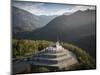 Aerial view by drone of St. Anthony's Sanctuary Caporetto Memorial, Kobarid, Goriska, Slovenia-Ben Pipe-Mounted Photographic Print