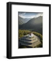 Aerial view by drone of St. Anthony's Sanctuary Caporetto Memorial, Kobarid, Goriska, Slovenia-Ben Pipe-Framed Photographic Print