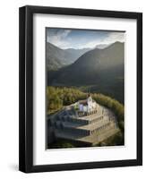 Aerial view by drone of St. Anthony's Sanctuary Caporetto Memorial, Kobarid, Goriska, Slovenia-Ben Pipe-Framed Photographic Print