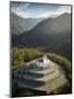 Aerial view by drone of St. Anthony's Sanctuary Caporetto Memorial, Kobarid, Goriska, Slovenia-Ben Pipe-Mounted Photographic Print