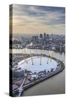 Aerial View from Helicopter, Canary Wharf and O2 Arena, London, England-Jon Arnold-Stretched Canvas