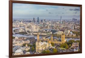 Aerial View from Helicopter, Houses of Parliament, River Thames, London, England-Jon Arnold-Framed Photographic Print