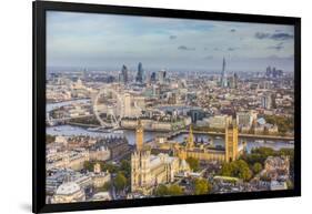 Aerial View from Helicopter, Houses of Parliament, River Thames, London, England-Jon Arnold-Framed Photographic Print