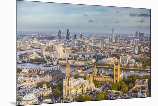 Aerial View from Helicopter, Houses of Parliament, River Thames, London, England-Jon Arnold-Mounted Premium Photographic Print