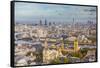 Aerial View from Helicopter, Houses of Parliament, River Thames, London, England-Jon Arnold-Framed Stretched Canvas