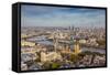 Aerial View from Helicopter, Houses of Parliament, River Thames, London, England-Jon Arnold-Framed Stretched Canvas