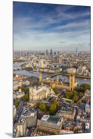 Aerial View from Helicopter, Houses of Parliament, River Thames, London, England-Jon Arnold-Mounted Premium Photographic Print