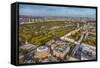 Aerial View from Helicopter,Royal Albert Hall and Hyde Park, London, England-Jon Arnold-Framed Stretched Canvas