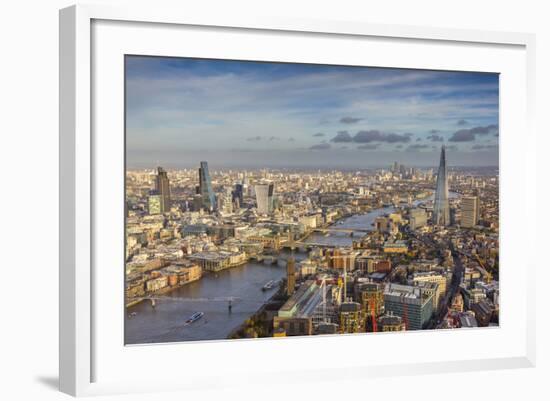 Aerial View from Helicopter, the Shard, London, England-Jon Arnold-Framed Photographic Print