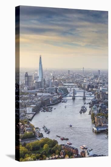 Aerial View from Helicopter, the Shard, River Thames and the City of London, London, England-Jon Arnold-Stretched Canvas