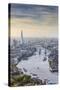 Aerial View from Helicopter, the Shard, River Thames and the City of London, London, England-Jon Arnold-Stretched Canvas