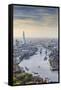 Aerial View from Helicopter, the Shard, River Thames and the City of London, London, England-Jon Arnold-Framed Stretched Canvas
