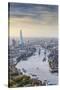 Aerial View from Helicopter, the Shard, River Thames and the City of London, London, England-Jon Arnold-Stretched Canvas