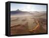 Aerial View from Hot Air Balloon at Dawn over Magnificent Desert Landscape of Sand Dunes-Lee Frost-Framed Stretched Canvas