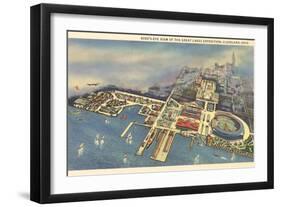 Aerial View, Great Lakes Exposition, Cleveland, Ohio-null-Framed Art Print