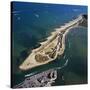 Aerial View Groynes, Hengistbury Head, Christchurch-Adrian Warren-Stretched Canvas