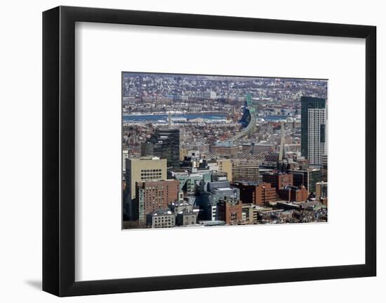 Aerial view including Leonard P Zakim Bunker Hill Memorial Bridge, Boston, Massachusetts.-Susan Pease-Framed Photographic Print