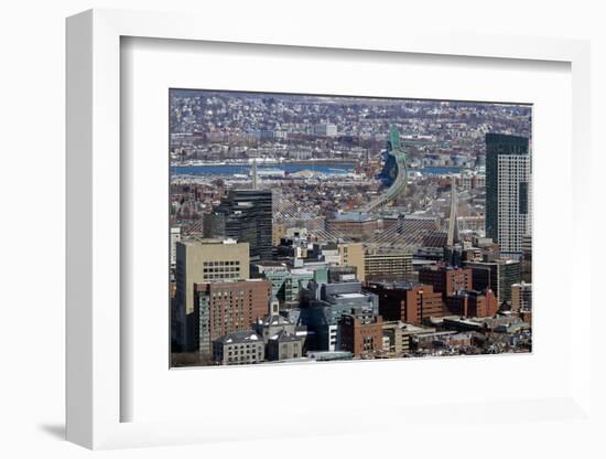 Aerial view including Leonard P Zakim Bunker Hill Memorial Bridge, Boston, Massachusetts.-Susan Pease-Framed Photographic Print