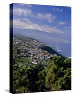 Aerial View Including Mount Teide and Atlantic Coast, Tenerife, Canary Islands, Atlantic, Spain-John Miller-Stretched Canvas