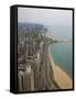 Aerial View Looking North Up Lakeshore Drive to the Gold Coast District, Chicago, Illinois, USA-Amanda Hall-Framed Stretched Canvas