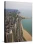 Aerial View Looking North Up Lakeshore Drive to the Gold Coast District, Chicago, Illinois, USA-Amanda Hall-Stretched Canvas