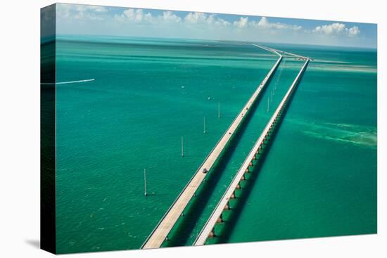 Aerial View Looking West along the Seven Mile Bridge of Us1 to the Florida Keys-FloridaStock-Stretched Canvas