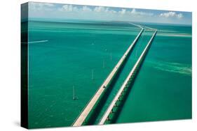 Aerial View Looking West along the Seven Mile Bridge of Us1 to the Florida Keys-FloridaStock-Stretched Canvas