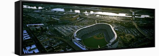 Aerial view of a baseball stadium, Yankee Stadium, New York City, New York State, USA-null-Framed Stretched Canvas